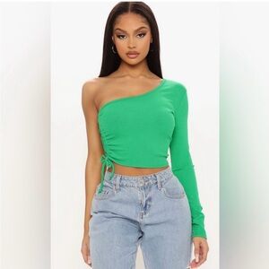 Green One-Shoulder Top